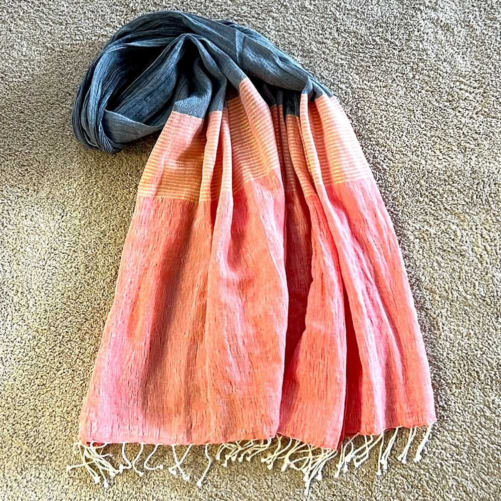 Jcrew gray and coral scarf. Great condition, light fabric!